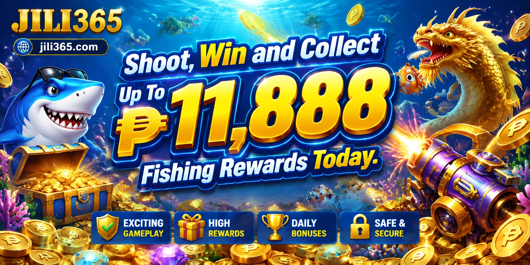 Fishing game interface on mobile-friendly layout
